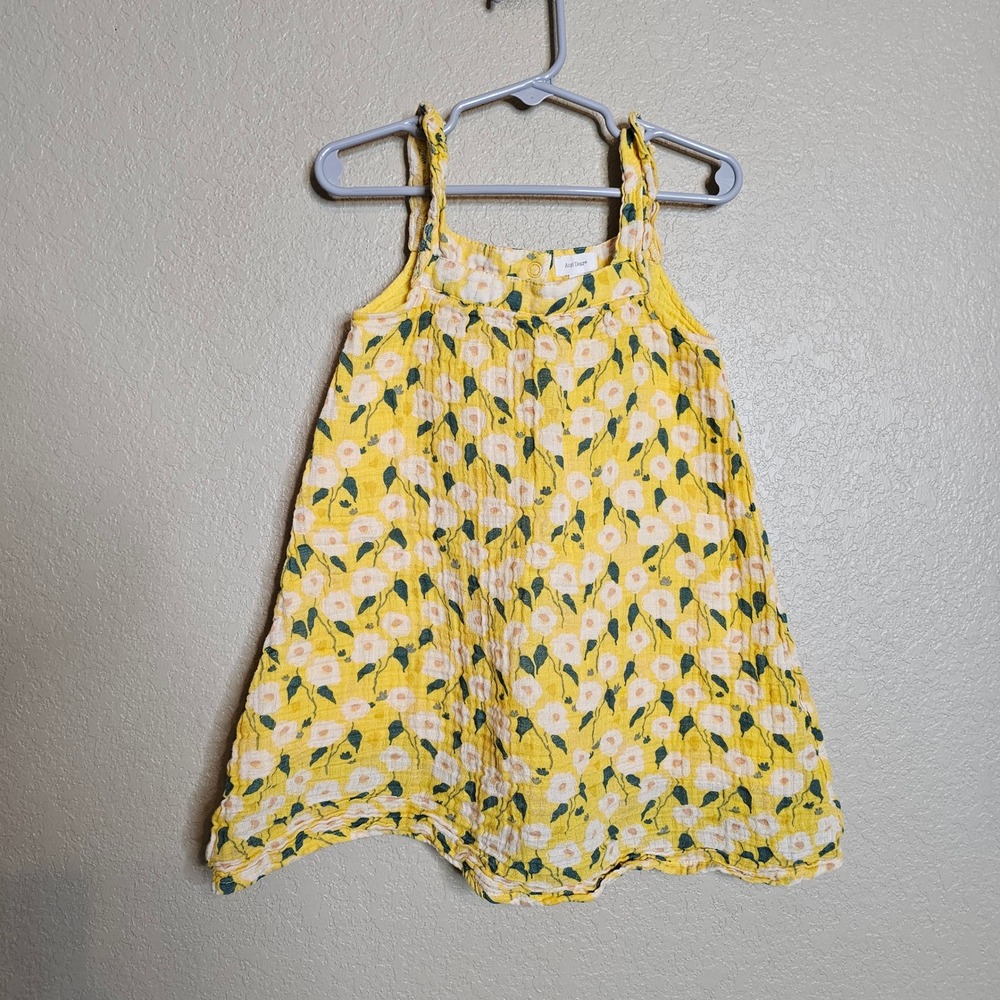 Angel Dear Yellow Floral Cotton Gauze Muslin Sleeveless Dress Toddler Girls 4T